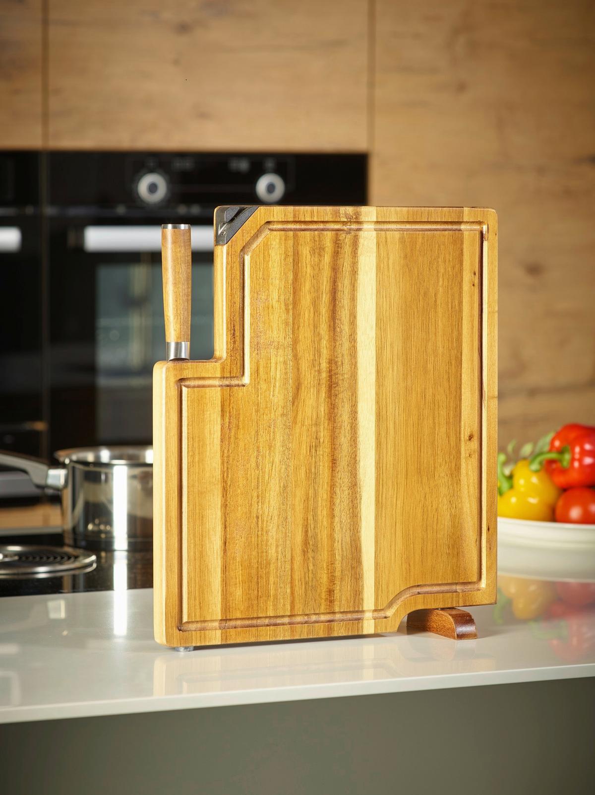 Messerblock Elija 2-Teilig B/H/T: ca. 35,8/41,5/3,5 cm - Braun, Trend, Holz/Metall (35,8/41,5/3,5cm) - Echtwerk