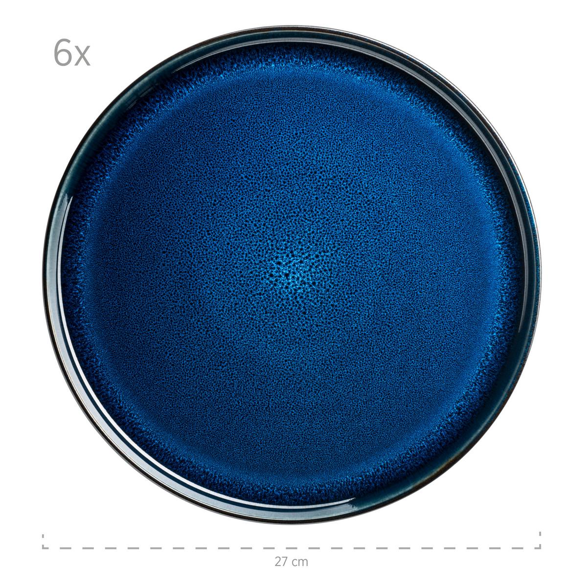 Tafelservice Niara 6 Personen Geschirr Set - Blau/Schwarz, Basics, Keramik - Mäser