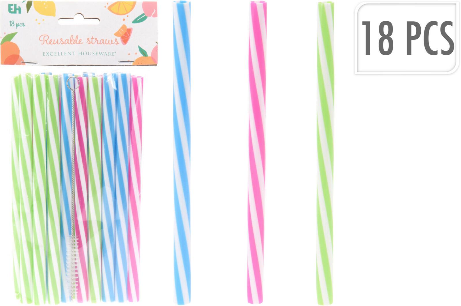 TRINKHALMSET BUNT - Blau/Pink, Basics, Kunststoff (11,9/2/24,6cm)