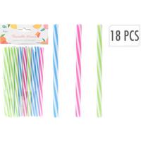 TRINKHALMSET BUNT - Blau/Pink, Basics, Kunststoff (11,9/2/24,6cm)