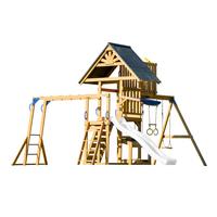 Spielturm mit Rutsche Weiss - Anthrazit/Braun, Basics, Holz/Kunststoff (482/500/338cm) - Ambia Garden