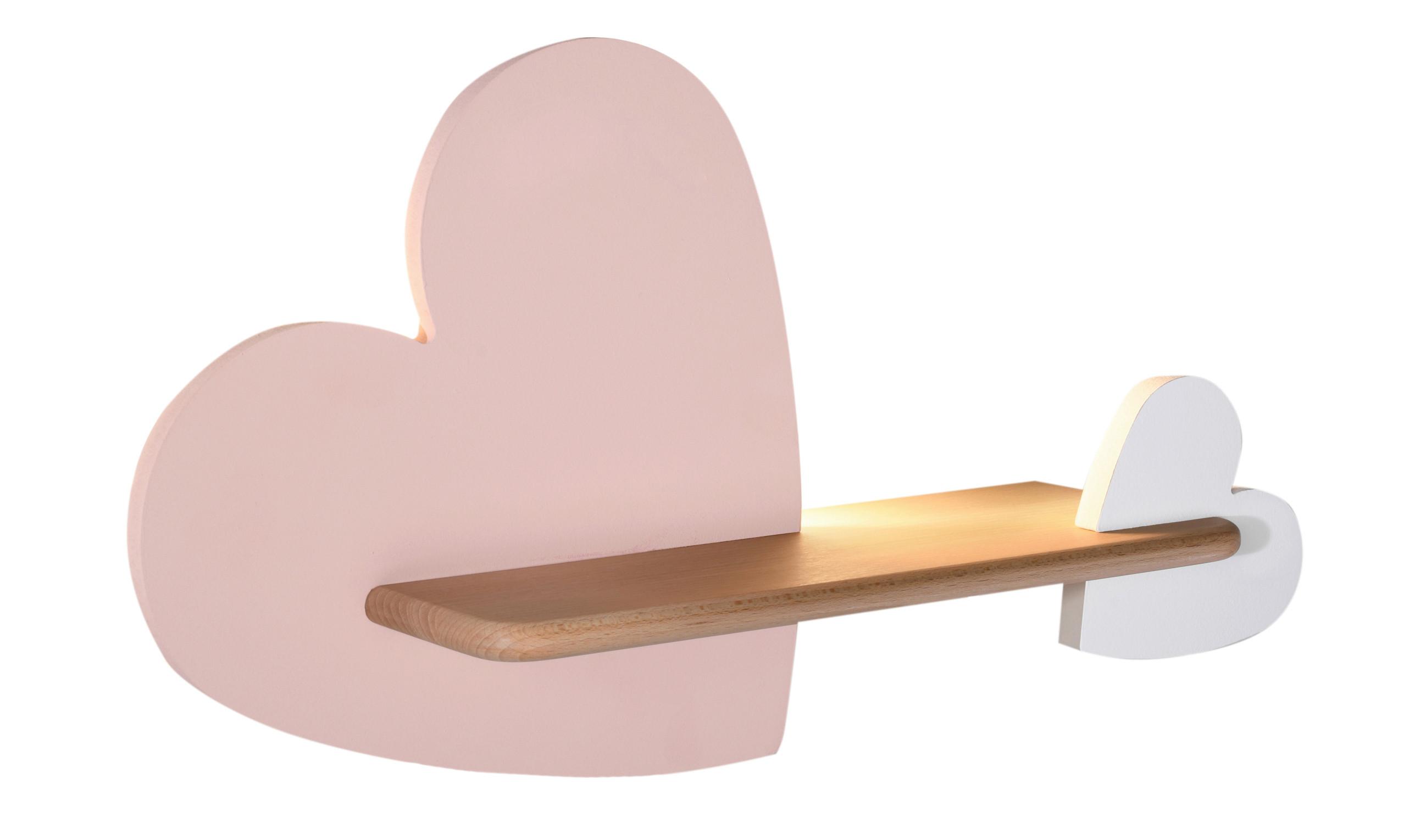 KINDERWANDLEUCHTE HEART - Pink/Weiß, Basics, Holz/Holzwerkstoff (43/12/26cm)