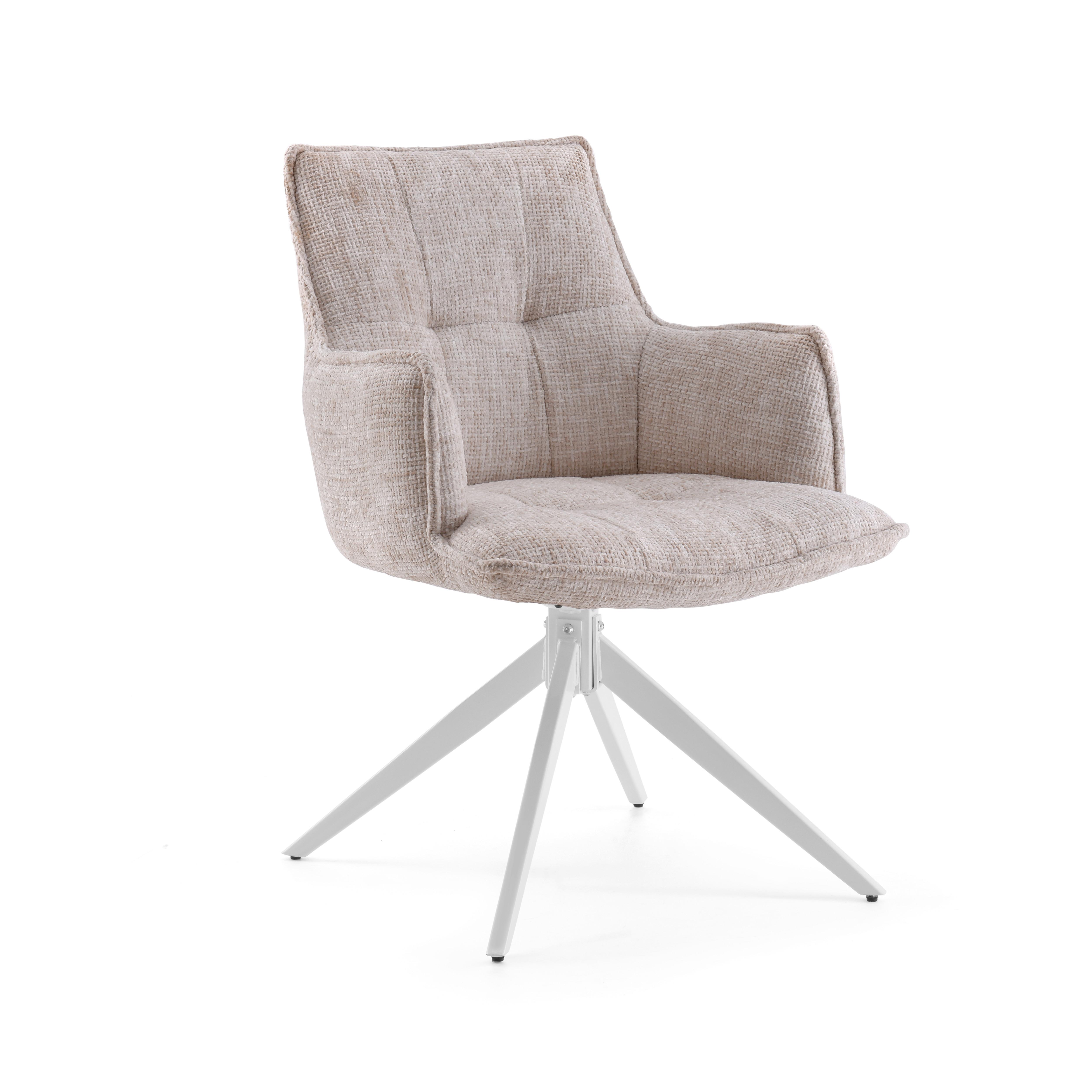 ARMLEHNSTUHL Tavaro Beige B: 59cm - Beige/Weiß, MODERN, Textil/Metall (59/85/63cm) - MID.YOU