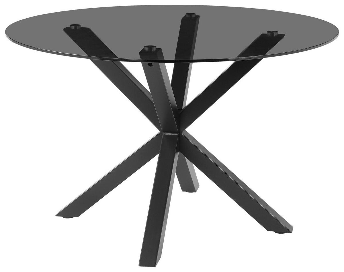 Esstisch Nara Grau/Schwarz D: 119 cm - Schwarz/Grau, MODERN, Glas/Metall (119/119/75,5cm) - P & B
