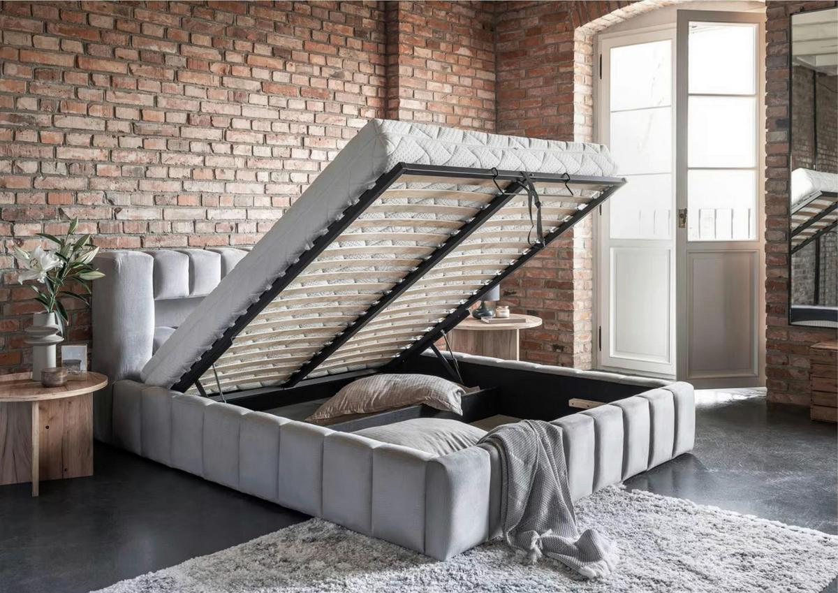 Polsterbett Lamica Hellgrau Lf: 180x200 Cm - Hellgrau/Schwarz, MODERN, Holz (180/200cm) - MID.YOU