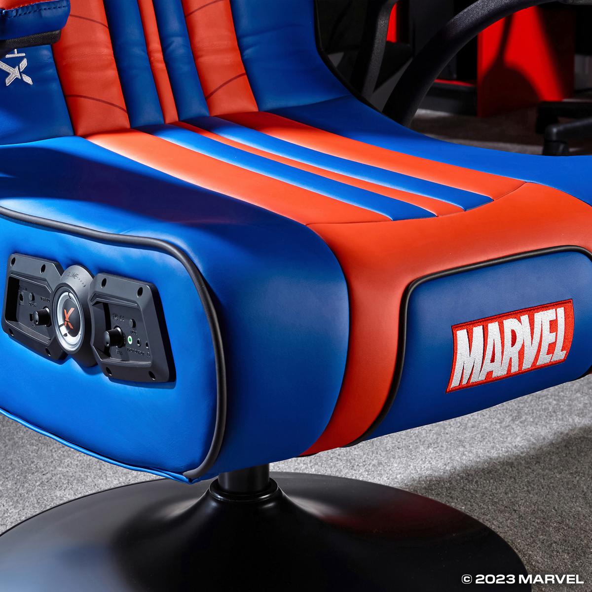 Gamingsessel Marvel Blau/rot/schwarz B: 53 Cm - Blau/Rot, MODERN, Leder/Holzwerkstoff (53/102/88cm) - X Rocker