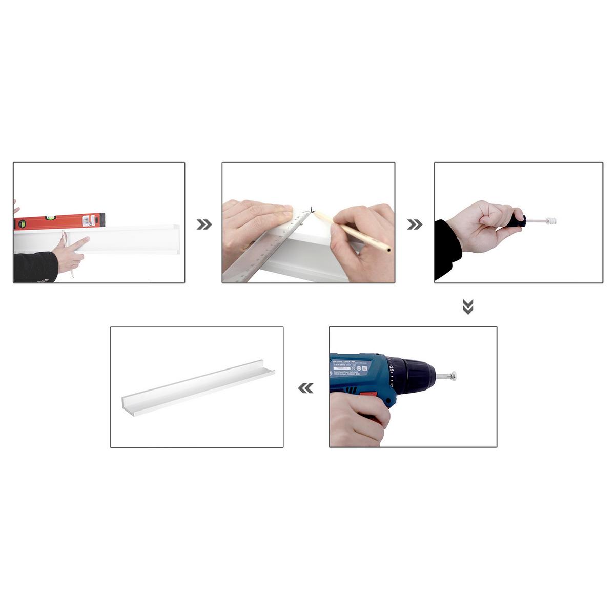 Wandregalset Weiß B: 80cm - Weiß, Basics, Holzwerkstoff (80/5/10cm)