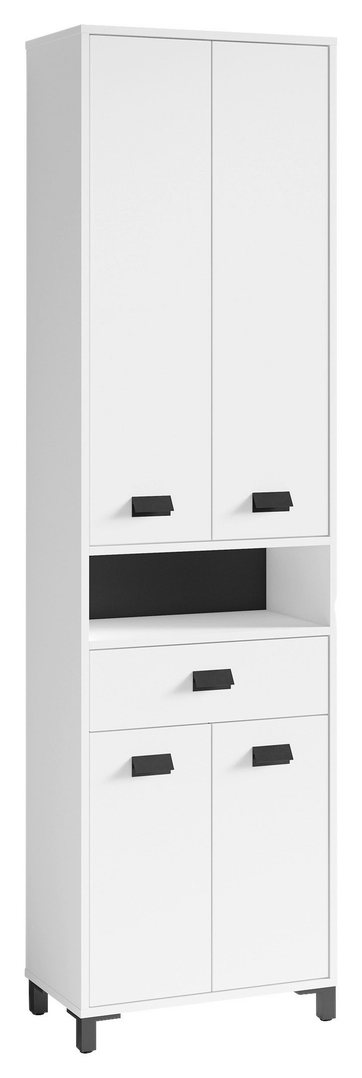 Badezimmer Wellness Weiß/Schwarz B: 114 cm - Schwarz/Weiß, MODERN, Holzwerkstoff/Kunststoff (114cm) - MID.YOU