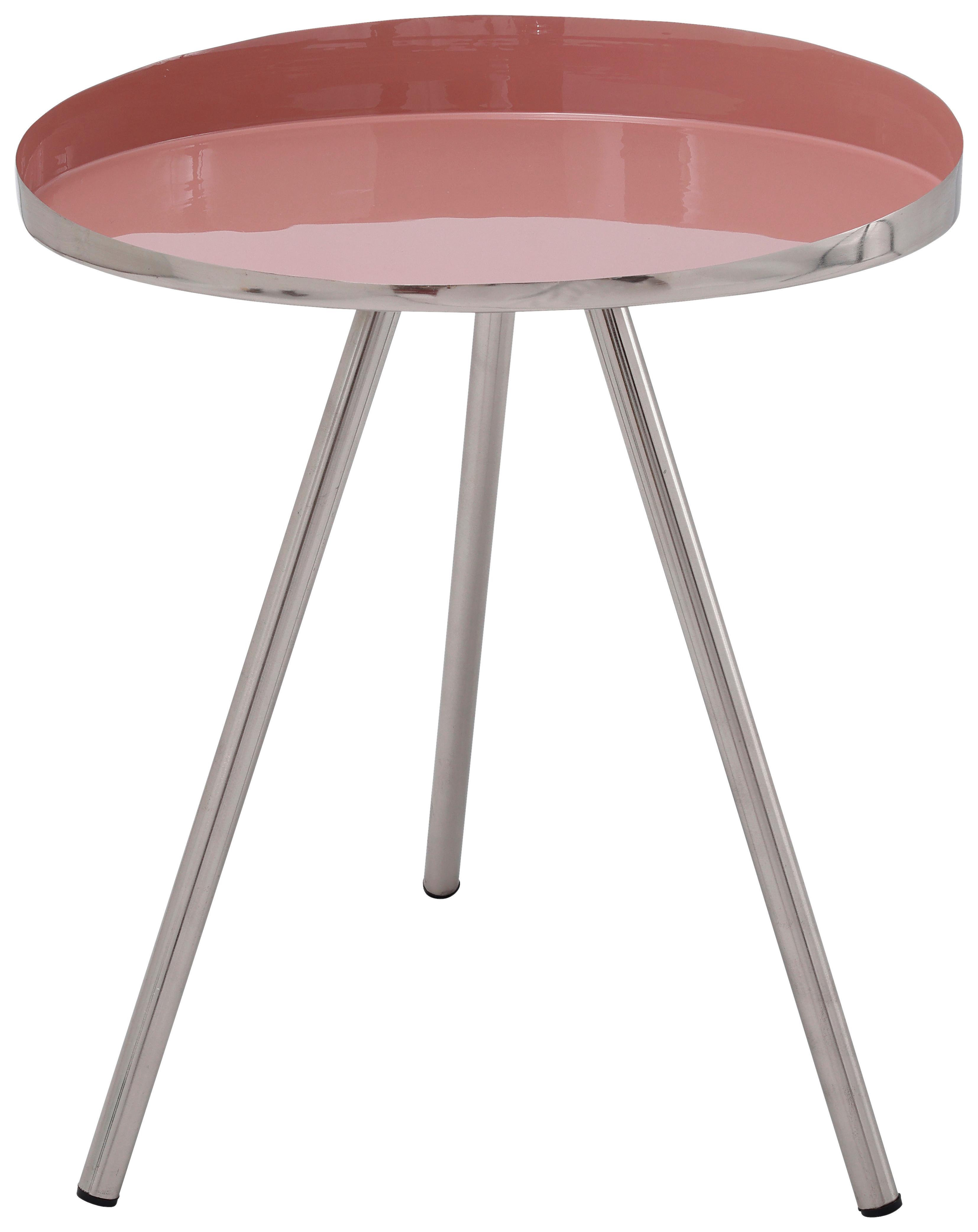 Beistelltisch Morrison 725 Rosa/Silberfarben B: 41 cm - Silberfarben/Rosa, Design, Metall (41/47cm) - Kayoom
