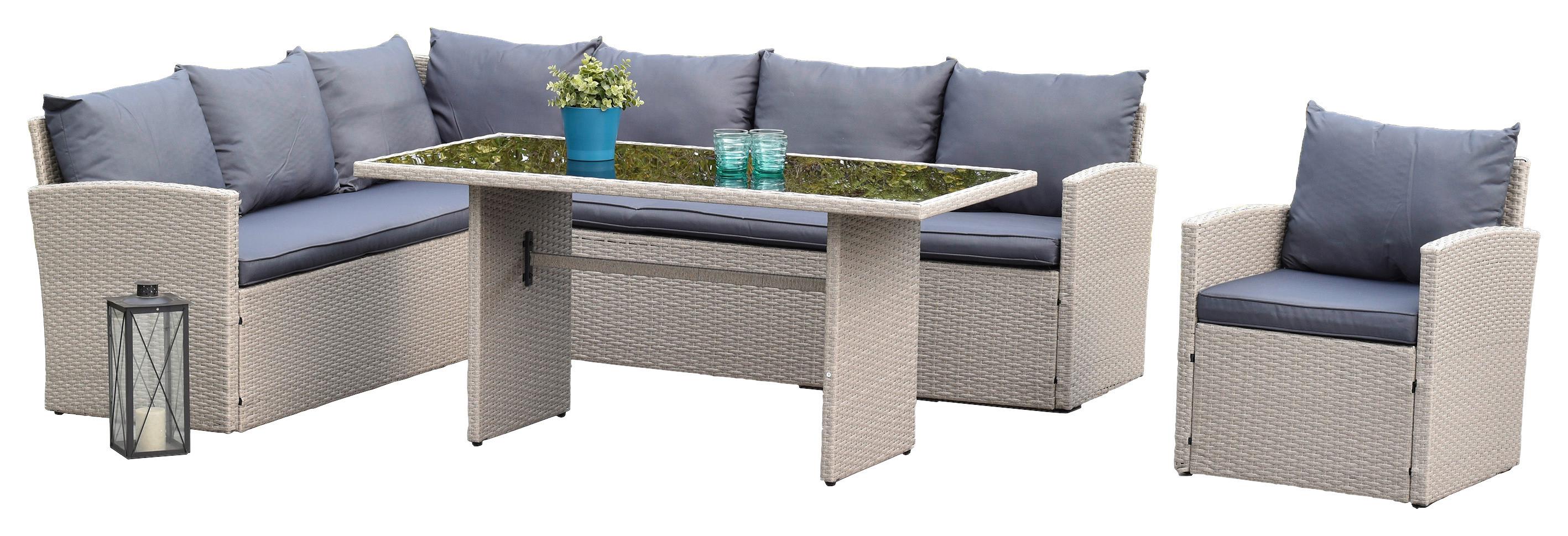 Gartenset Lanzarote - Grau, MODERN, Kunststoff/Textil - Gardenson