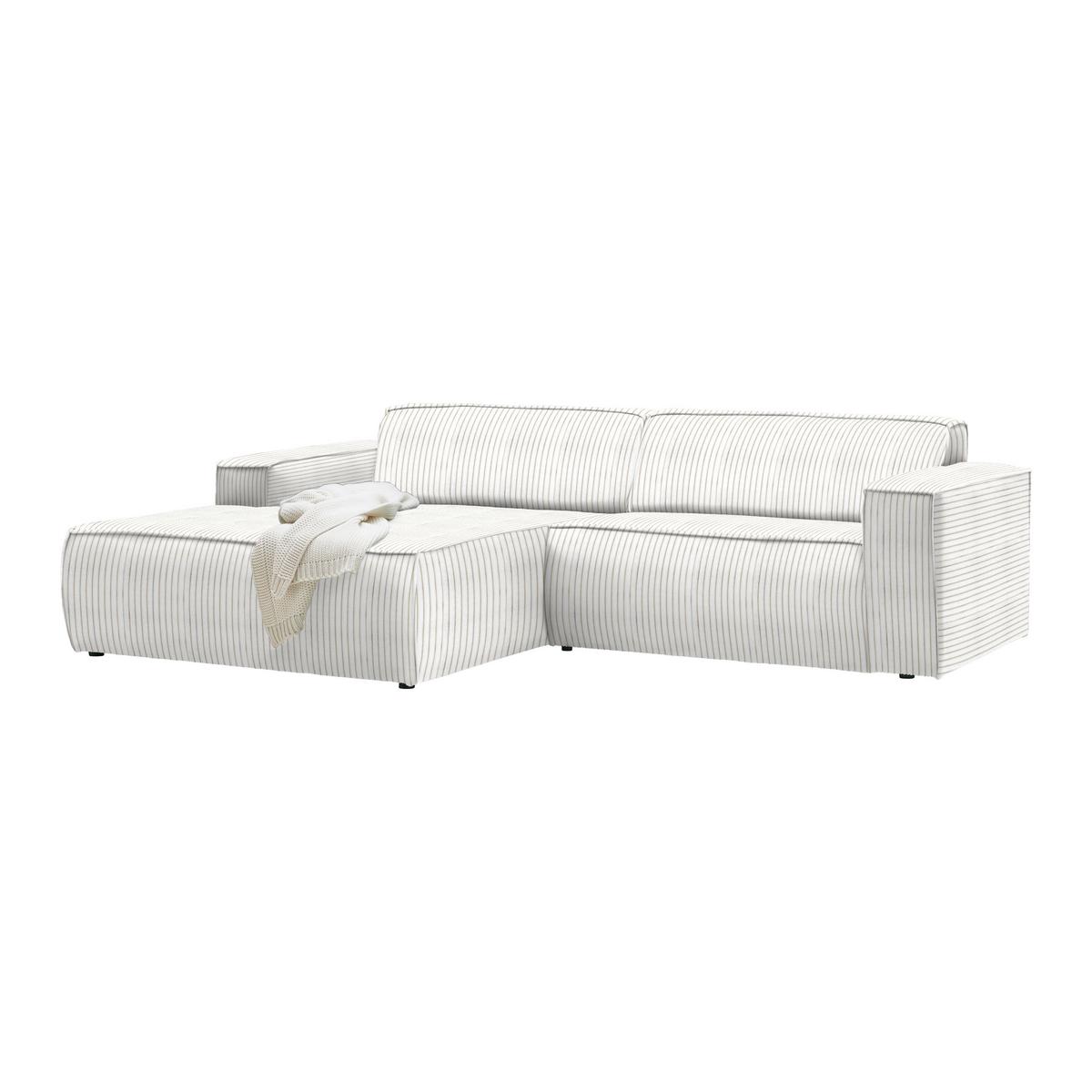 Rohová sedačka LOFT, levá, béžový manšestr - černá/světle zelená, Moderní, textil/plast (172/75/265cm) - Mömax
