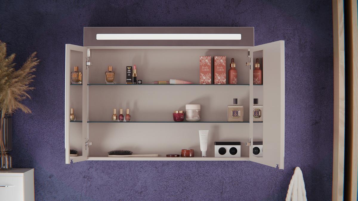 Badezimmer Clever Weiß/Weiß Hg B: 90cm - Weiß Hochglanz/Weiß, MODERN, Glas/Holzwerkstoff (90/118,9/45,7cm) - MID.YOU