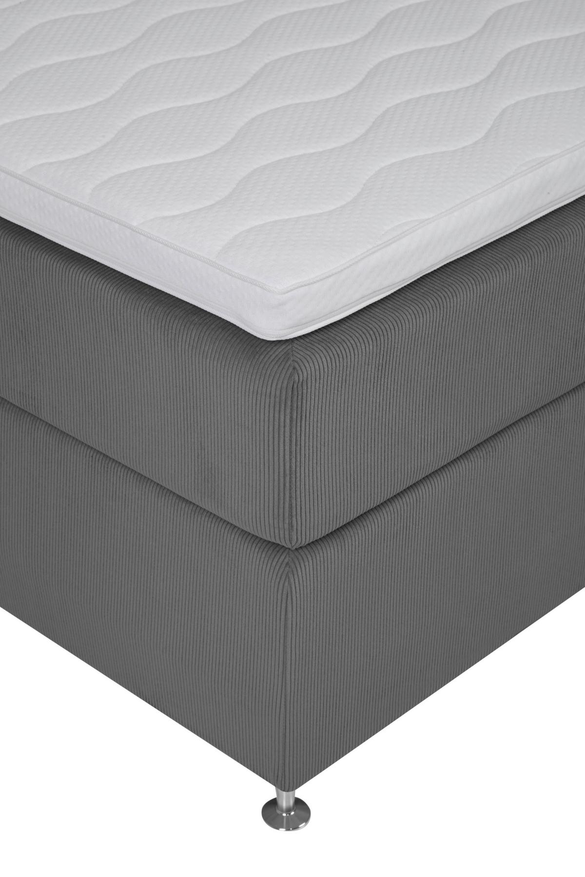 Boxspringbett Mit Topper + Matratze 160x200 Cm Paula - Dunkelgrau, MODERN, Textil (140/200cm) - Livetastic