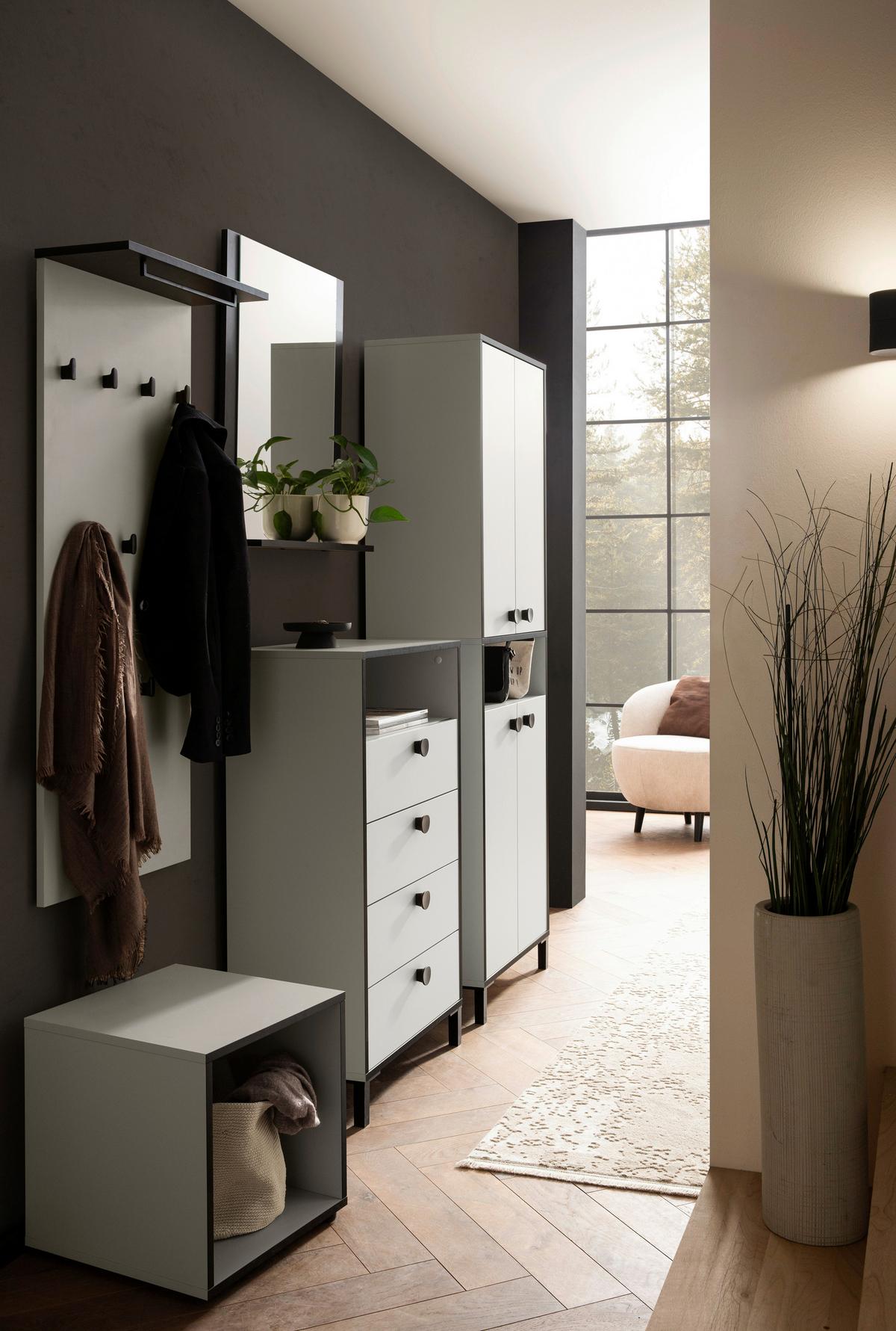 HOCKER Edda, Beige B: 40 cm - Beige/Schwarz, Design, Holzwerkstoff (40/42/40cm) - MID.YOU