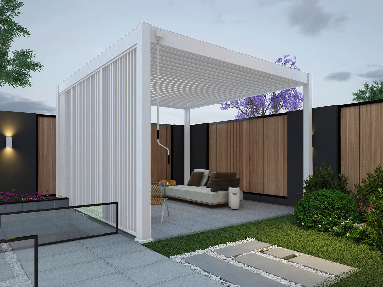 Pavillon-seitenteil 123x235cm Wetterfest - Weiß, Basics, Metall (123/235/10cm) - Gardenson
