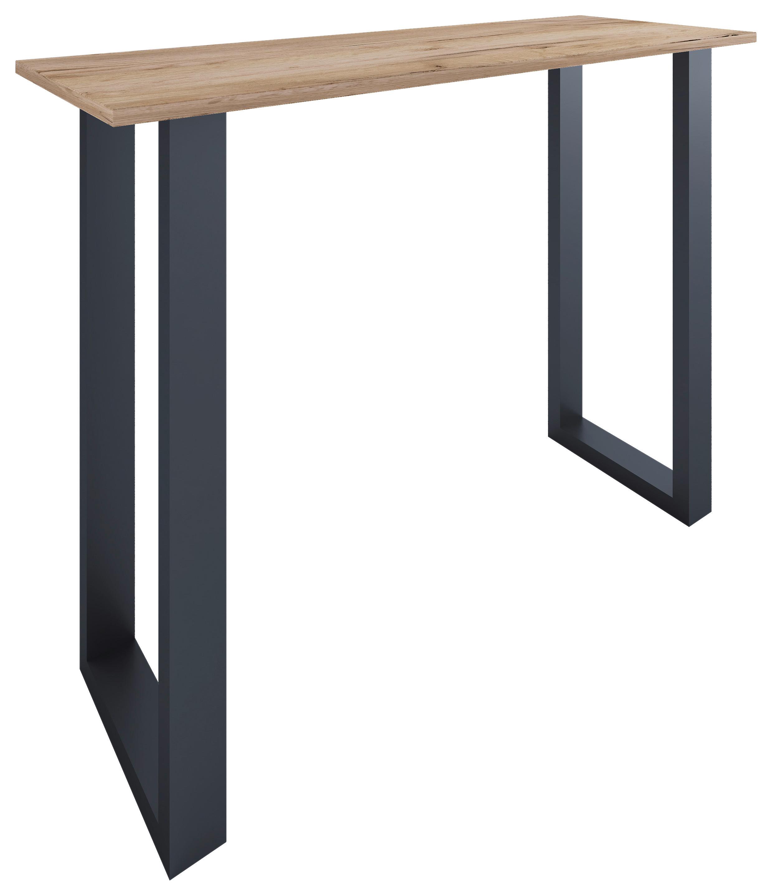 Bartisch Xona B 140x50 - Eichefarben/Schwarz, KONVENTIONELL, Holzwerkstoff/Metall (140/50/102cm)