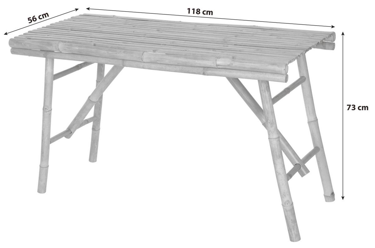 Gartentisch Bambus L 118 cm - Naturfarben, Basics, Holz (118/73/56cm)