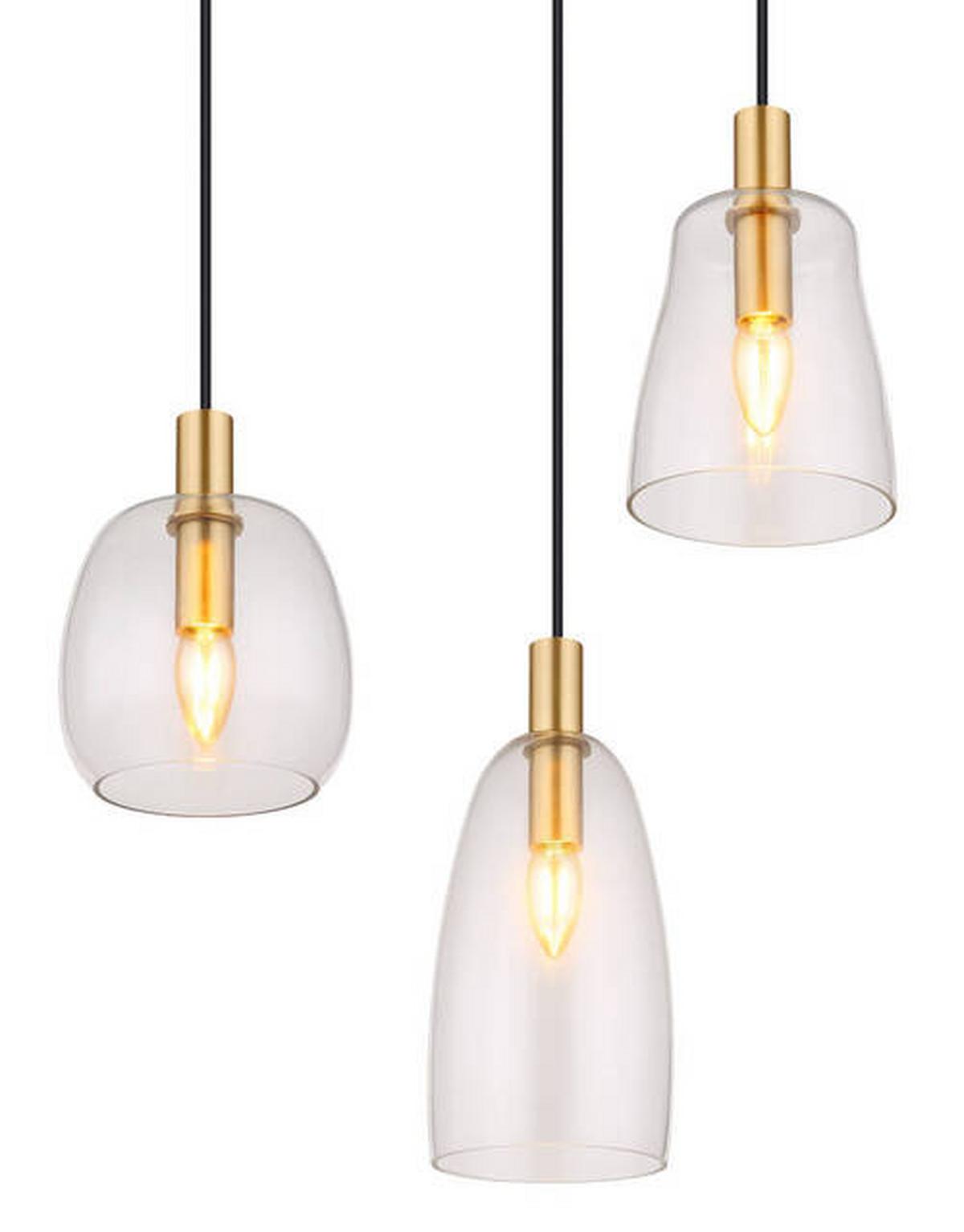 Hängeleuchte 15789-6hm - Klar/Messingfarben, KONVENTIONELL, Glas/Metall (97/32,5/130cm) - Globo