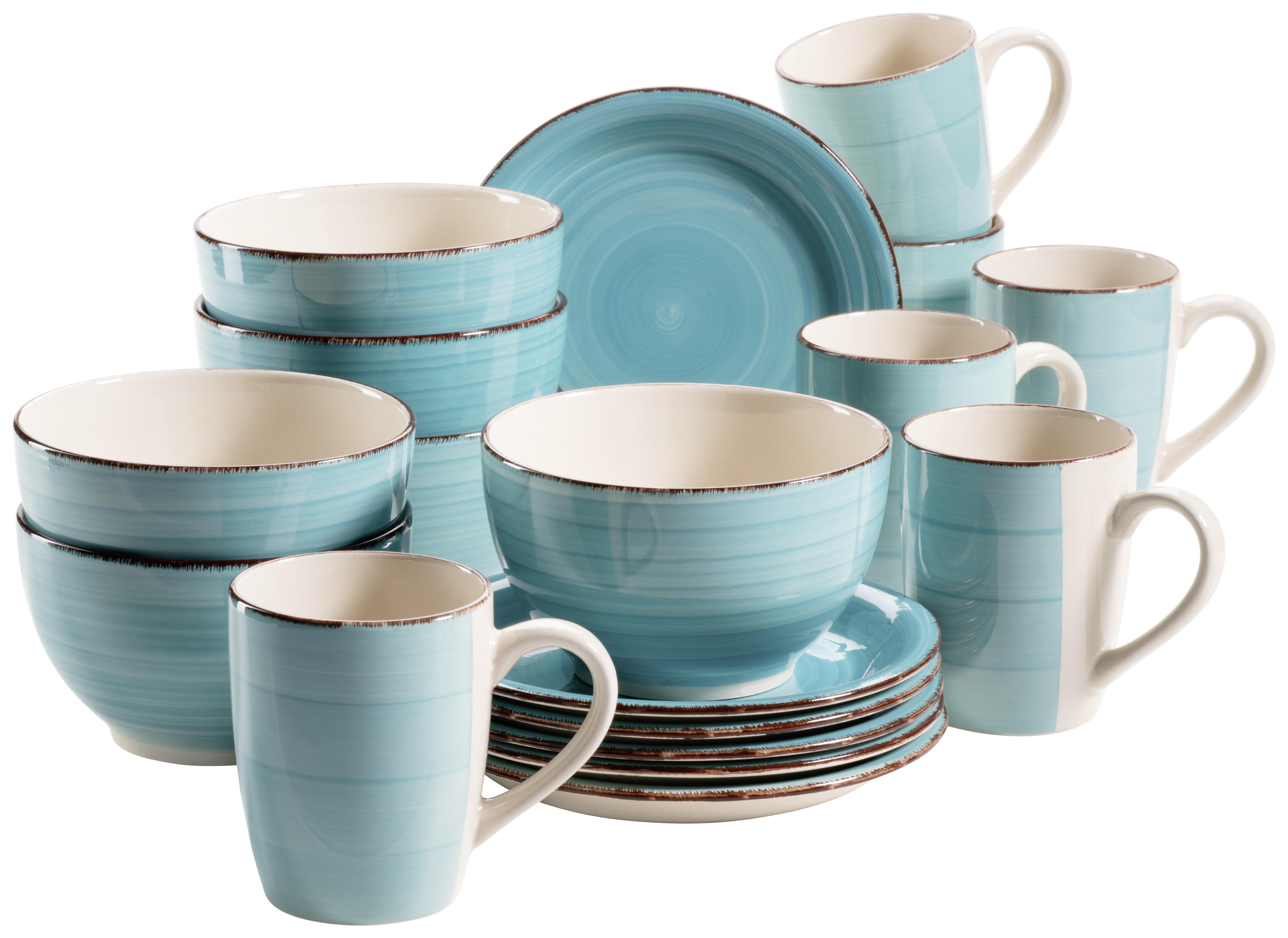 Frühstücksset Türkis Lumaca Für 6 Personen, 18tlg. - Türkis, Basics, Keramik - Mäser