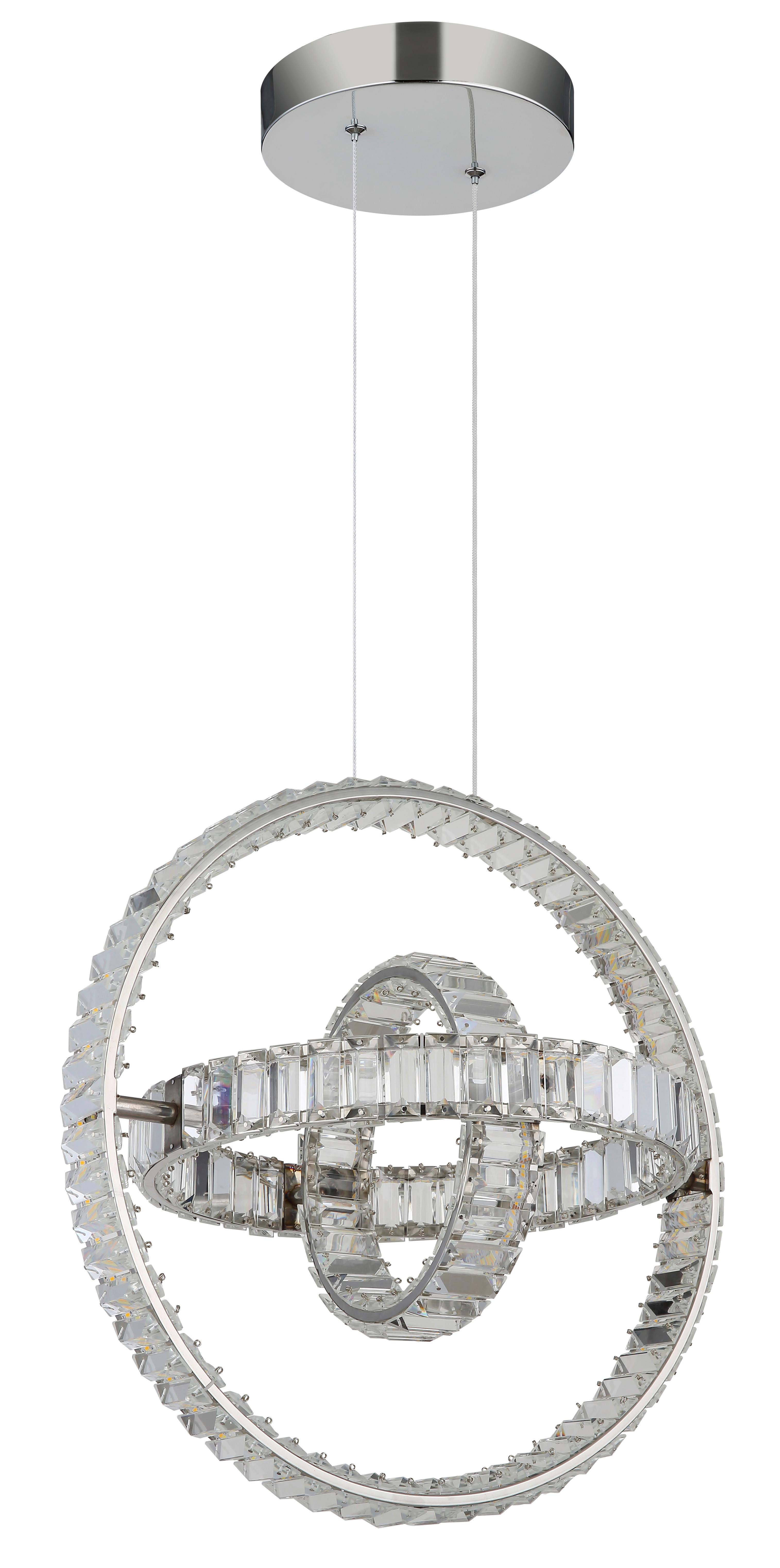Hängeleuchte Neil Kristallglas - Klar/Chromfarben, Design, Glas/Metall (50/40/120cm) - Globo