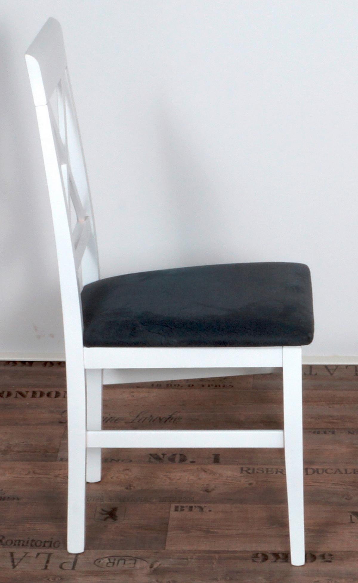 Stuhl-set Madrano Grau/weiß B: 44 Cm - Weiß/Grau, KONVENTIONELL, Holz/Textil (44/93/46cm) - MID.YOU
