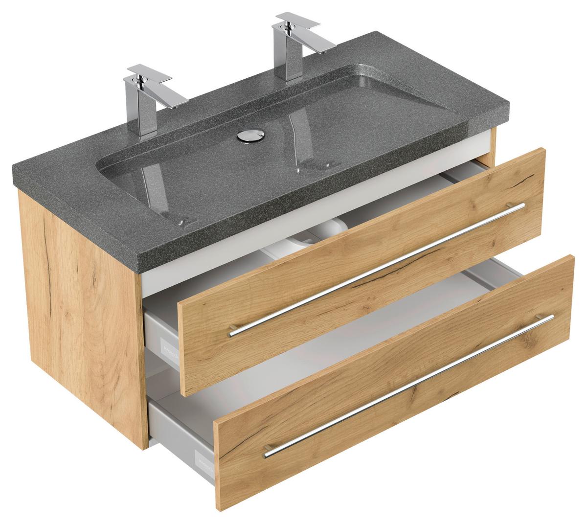 WASCHTISCHKOMBI Yamo, Eichefarben B: 100cm - Eichefarben, Basics, Holzwerkstoff/Stein (100cm) - MID.YOU