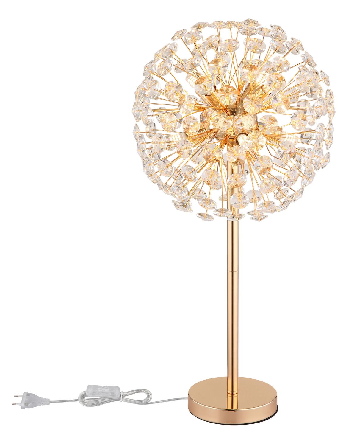 Kristály Asztali Lámpa 64135t   Katrina - aranyszínű/áttetsző, Lifestyle, műanyag/üveg (35/65cm) - Globo