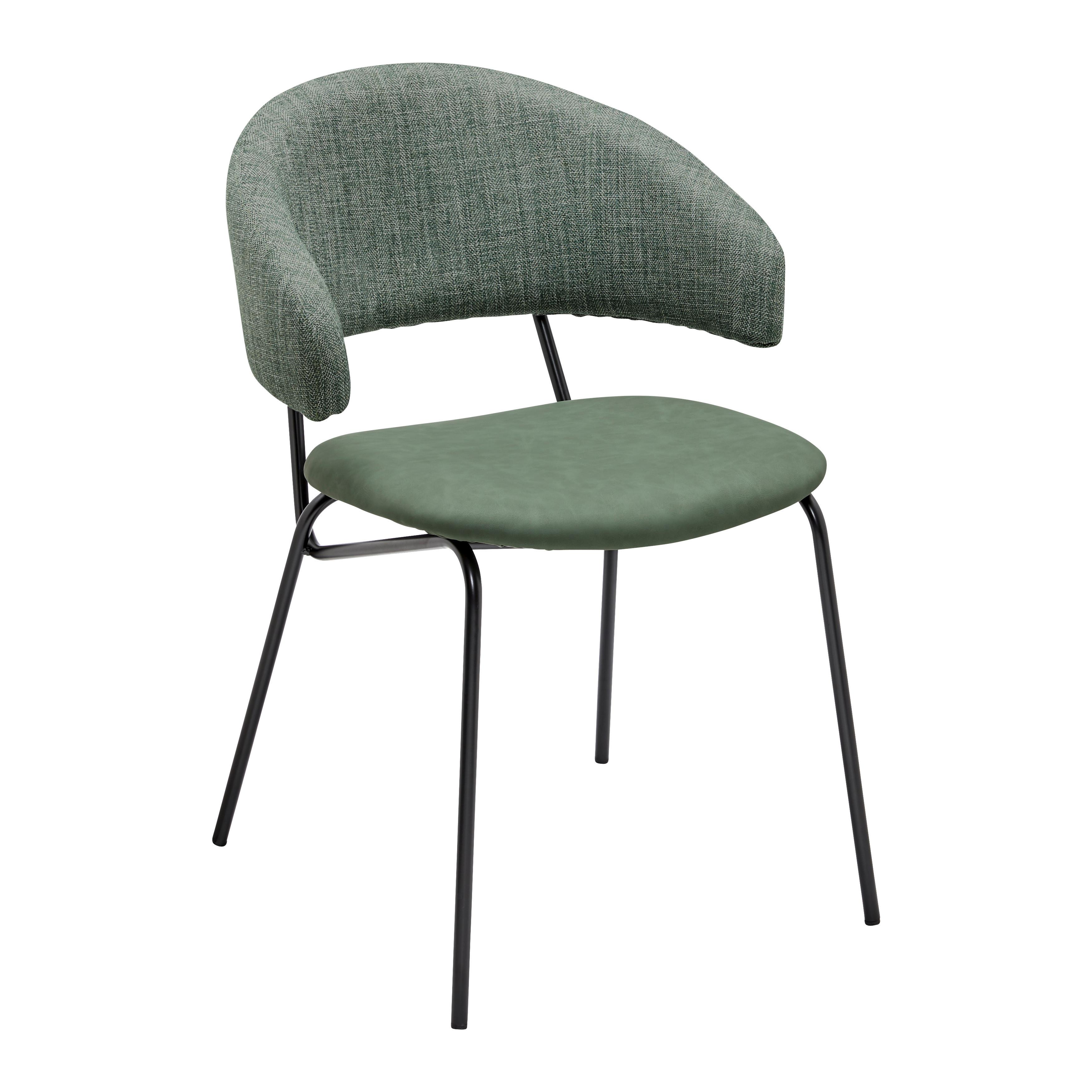 Jedálenská stolička ELLA zelená - čierna/zelená, Modern, kov/drevo (53/79/61cm) - Bessagi Home