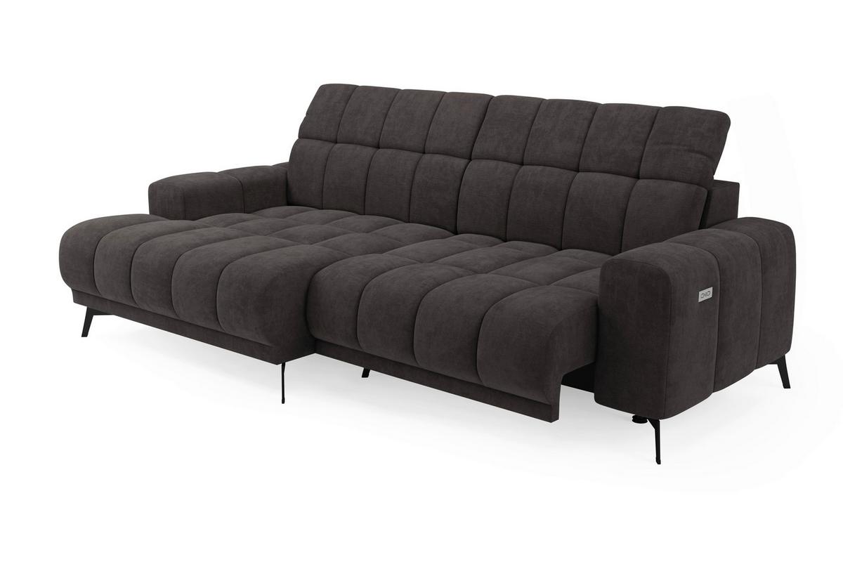 Rohová sedačka LAYA, levá, tmavě hnědá tkanina MEMPHIS - tmavě hnědá, Moderní, textil (155/250cm) - Premium Living