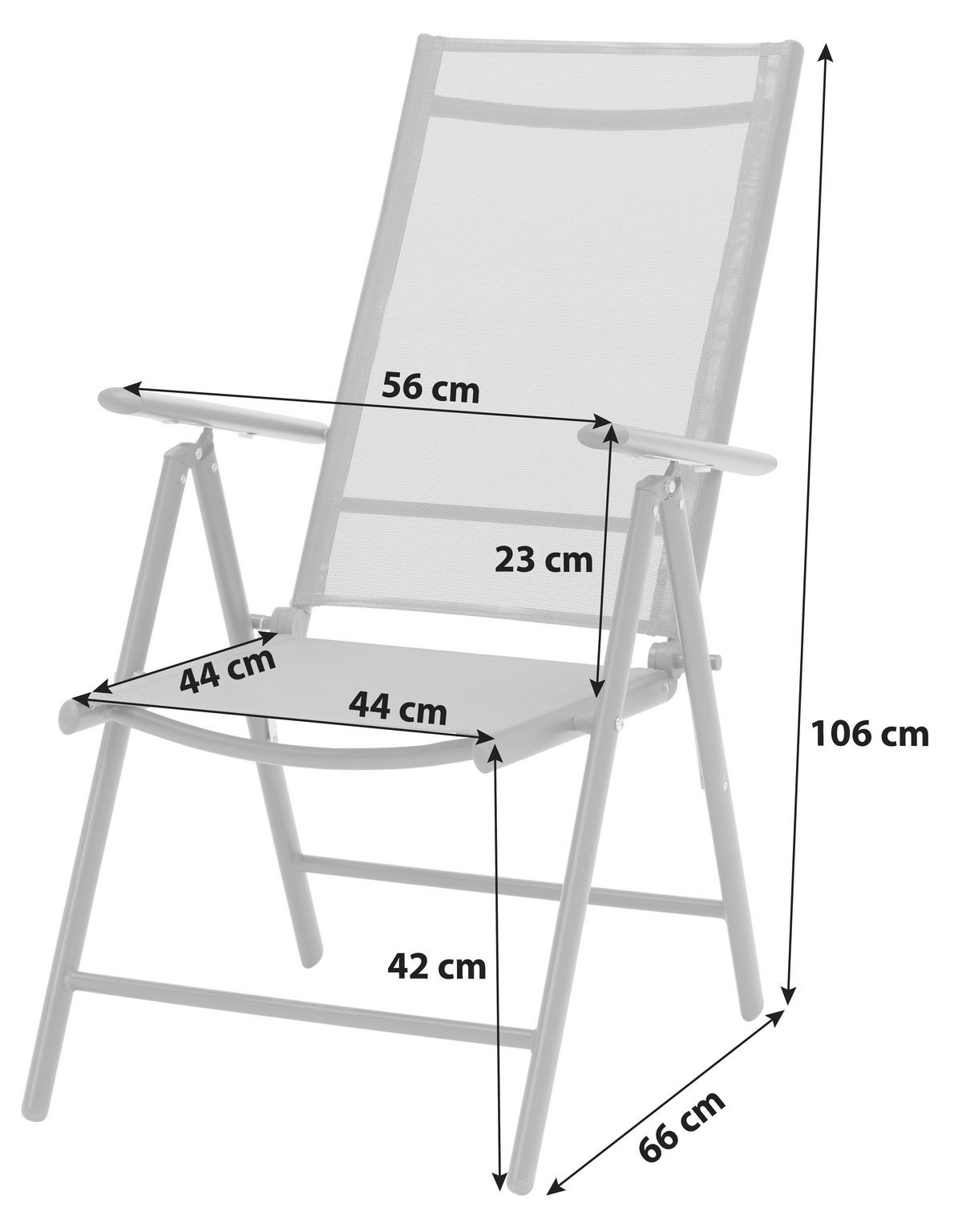 Gartensessel Klappbar Anja Aluminium, Textilene - Anthrazit, MODERN, Textil/Metall (56/106/66cm) - Ondega