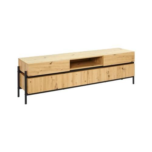 TV díl JASMINA barvy dubu - černá/barvy dubu, Moderní, kov/dřevo (175/54/41,5cm) - Bessagi Home