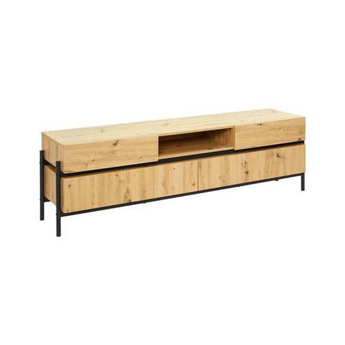 TV diel JASMINA farby dubu - čierna/farba duba, Modern, kov/drevo (175/54/41,5cm) - Bessagi Home
