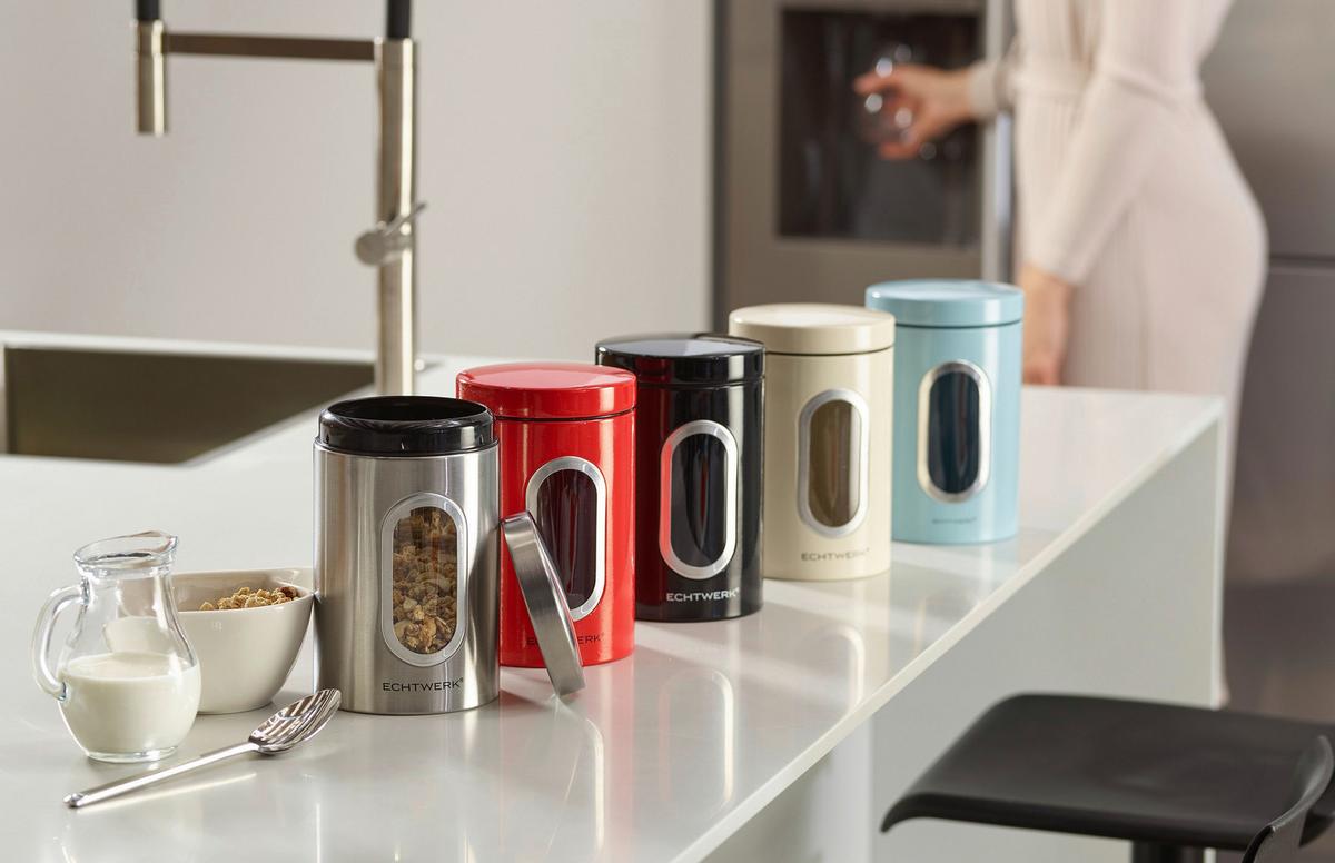 Vorratsdose Echtwerk Stilvolle Vorratsdose - Creme, MODERN, Metall (12/18/12cm) - Echtwerk