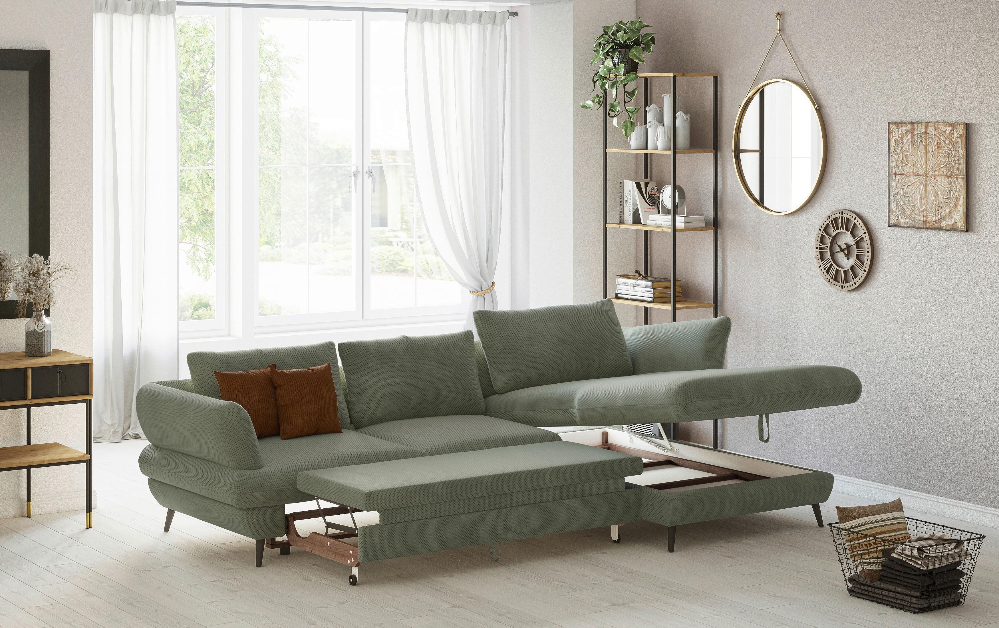 Ecksofa Balou, Grün S: 281x181 Cm - Schwarz/Grün, Design, Textil (281/181cm) - Livetastic