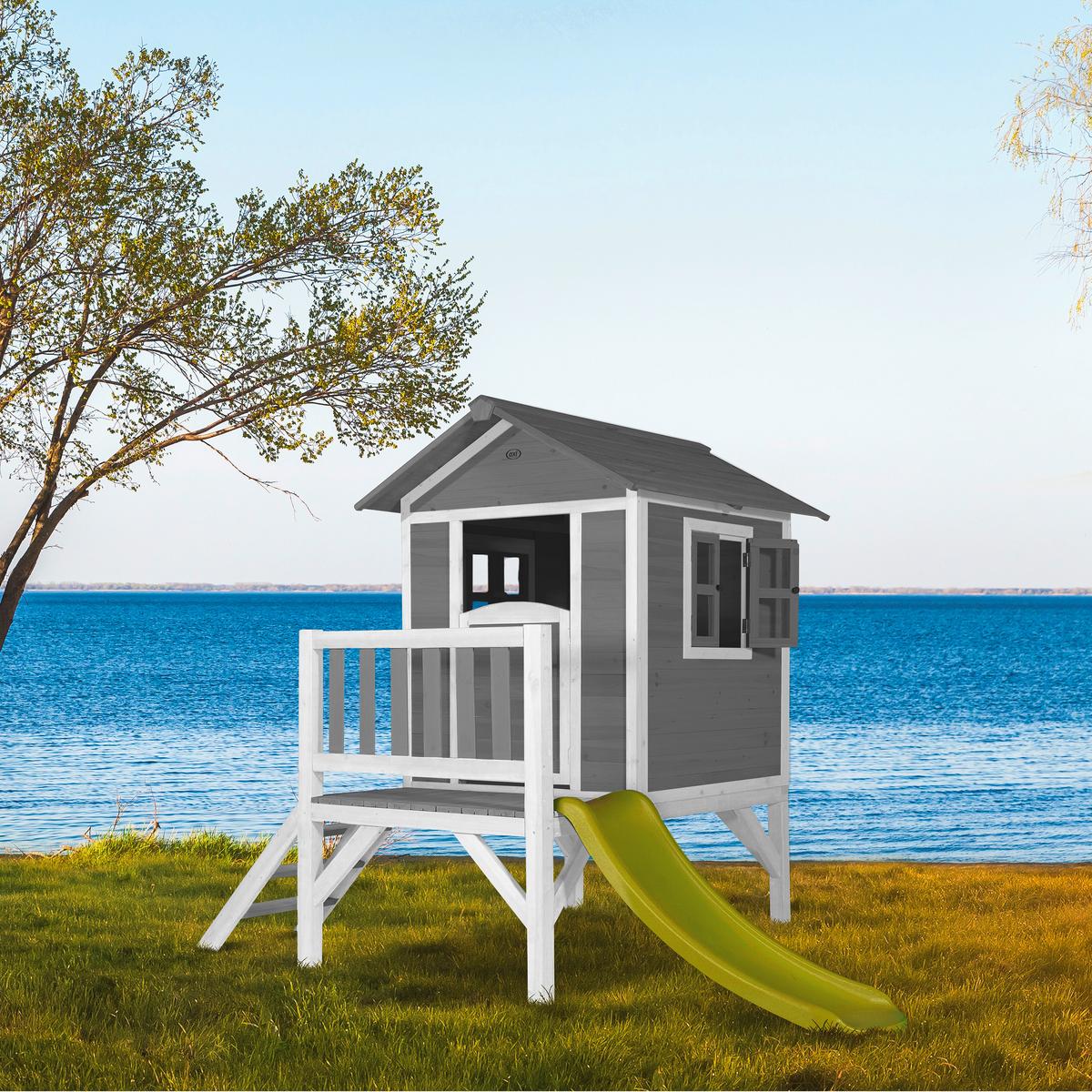 Spielhaus Grau/weiß/limette L: 167 B:240 H:189 - Limette/Weiß, LIFESTYLE, Holz/Kunststoff (167/240/189cm)