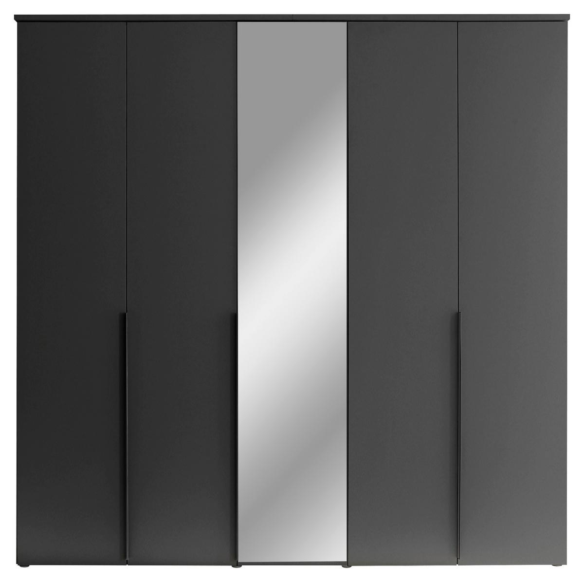 Drehtürenschrank 225 cm Kevo Graphitfarben/Spiegelglas - Graphitfarben, MODERN, Glas/Holzwerkstoff (225/225/52cm) - Carryhome
