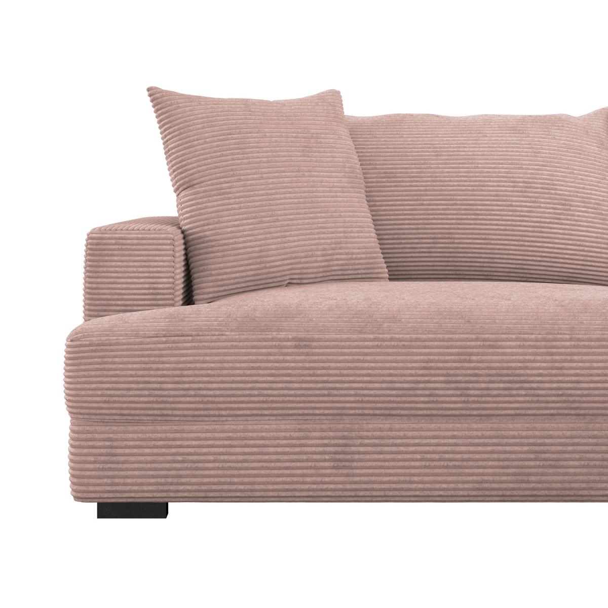Rohová sedačka PELLE, pravá, růžový manšestr - růžová/černá, Moderní, textil (265/180cm)