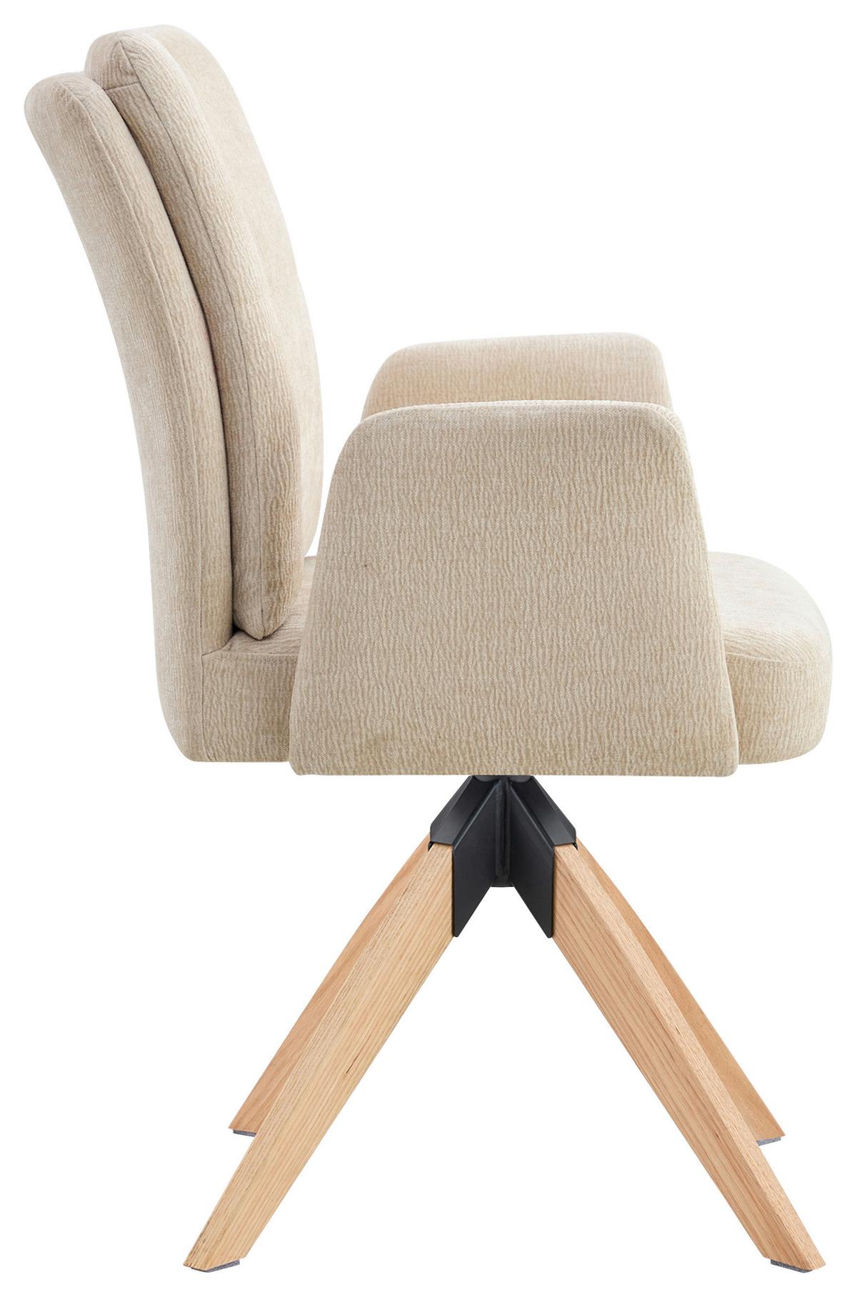 Armlehnstuhl Matei Webstoff beige, B: 60 cm - Beige/Naturfarben, KONVENTIONELL, Holz/Textil (60/94/66cm) - Livetastic