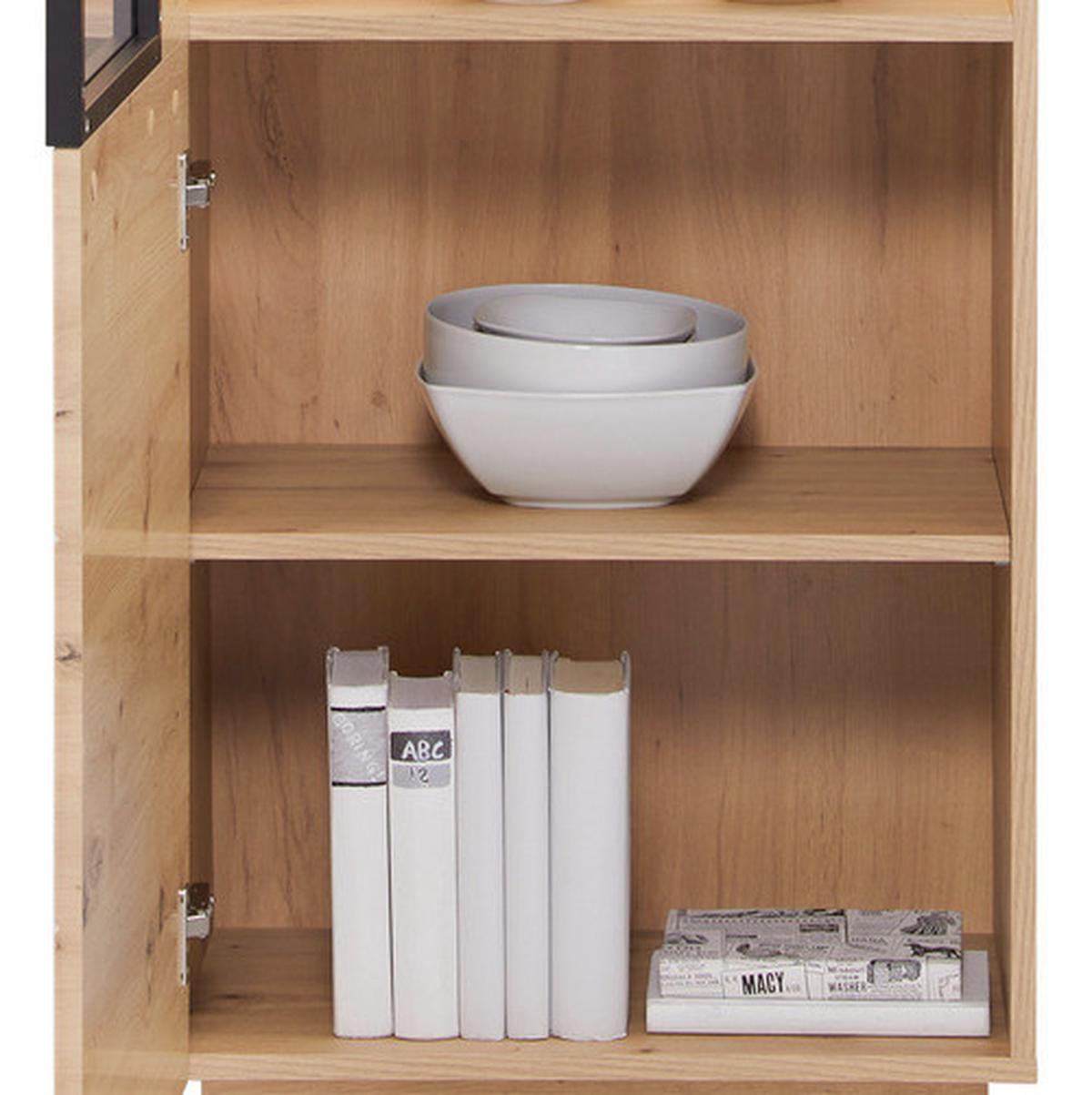 Vitrine Tonale B: 56 Cm, Eiche Dekor/grau - Eichefarben/Schwarz, MODERN, Glas/Holzwerkstoff (56/207,6/40cm)