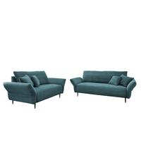 Sitzgarnitur Vanilla 2--Teilig. Petrol - Petrol/Schwarz, Design, Textil (1/1/1cm) - Livetastic