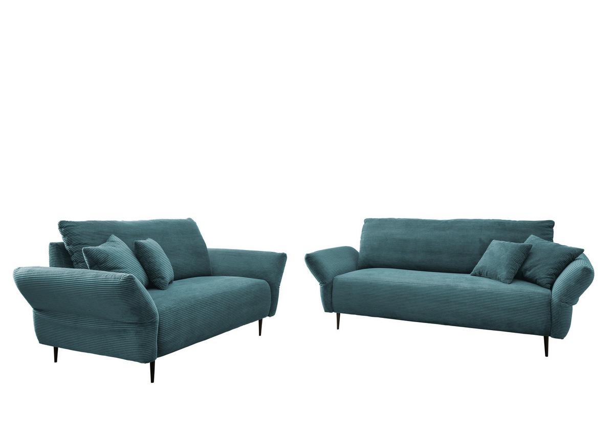 2-sitzer-sofa Vanilla Petrol - Petrol/Schwarz, Design, Textil (163/97/102cm) - Livetastic
