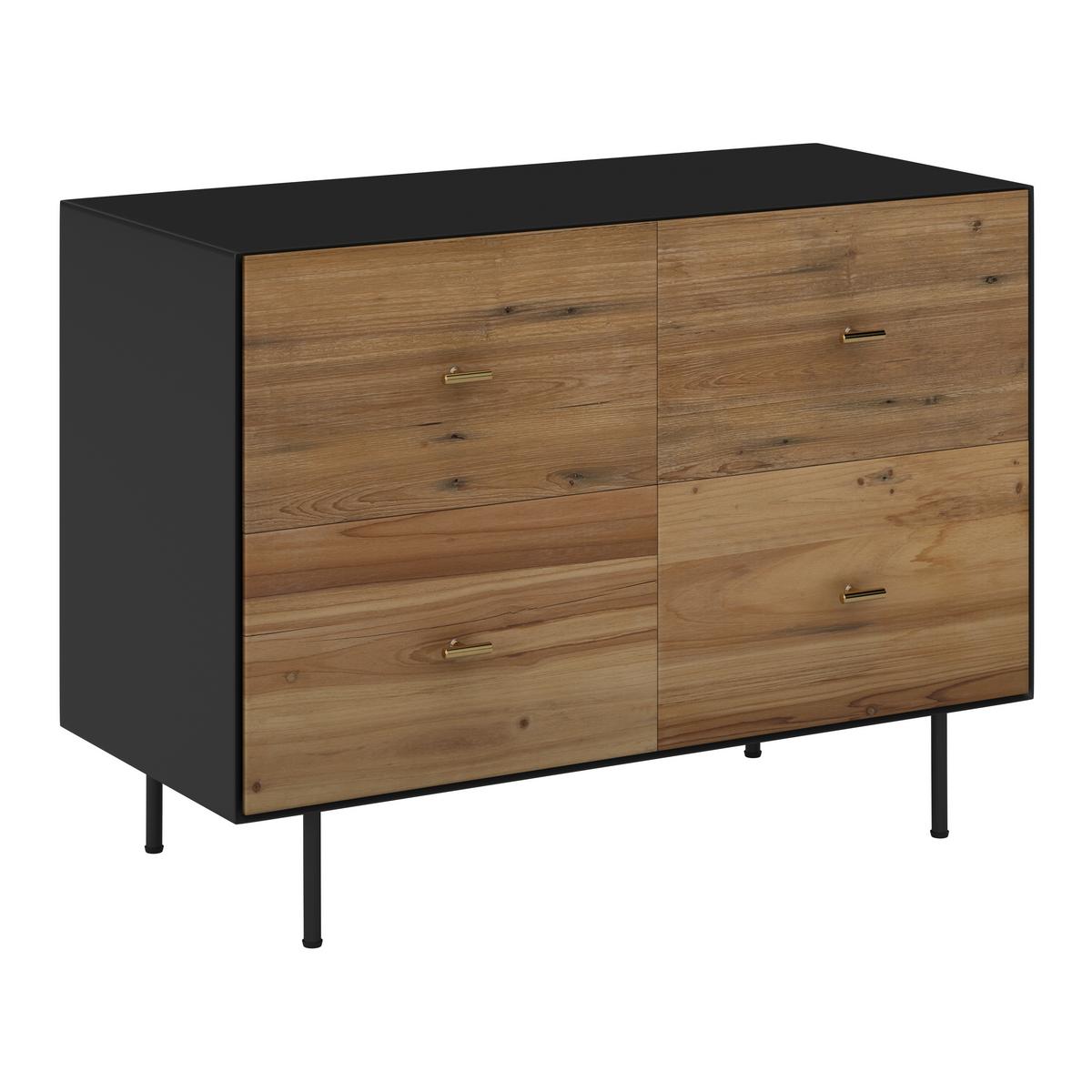 Komoda GIORGIA - čierna/zlatá, Modern, kov/drevo (90/66/40cm) - Bessagi Home