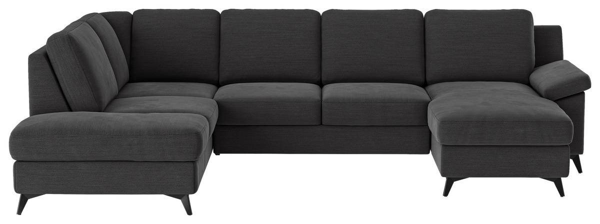 Wohnlandschaft Boom, Dunkelgrau 204x309x156 - Dunkelgrau/Schwarz, KONVENTIONELL, Textil (204/309/156cm) - Cotta