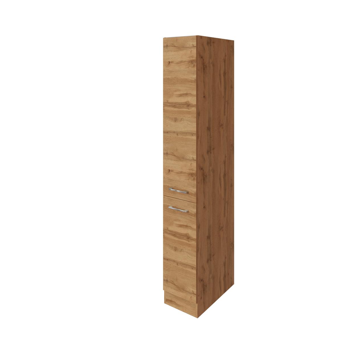 Apothekerschrank B: 30 cm Eiche Dekor 2 Auszüge - Eichefarben, MODERN, Holzwerkstoff (30/200/60cm) - Held