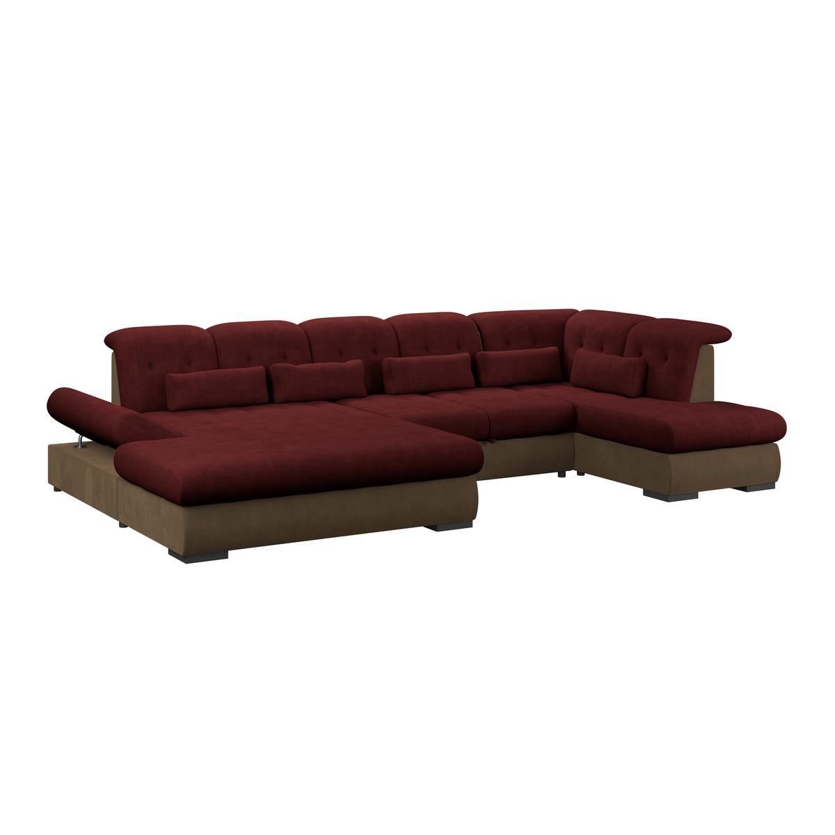 Wohnlandschaft Madera Rubinrot, S: 358x212 cm - Hellbraun/Rot, KONVENTIONELL, Kunststoff/Textil (190/358/212cm)