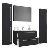 Badezimmer Badinos 5-teilig Schwarz B: 126 Cm - Schwarz/Weiß, MODERN, Keramik/Holzwerkstoff (127cm) - MID.YOU