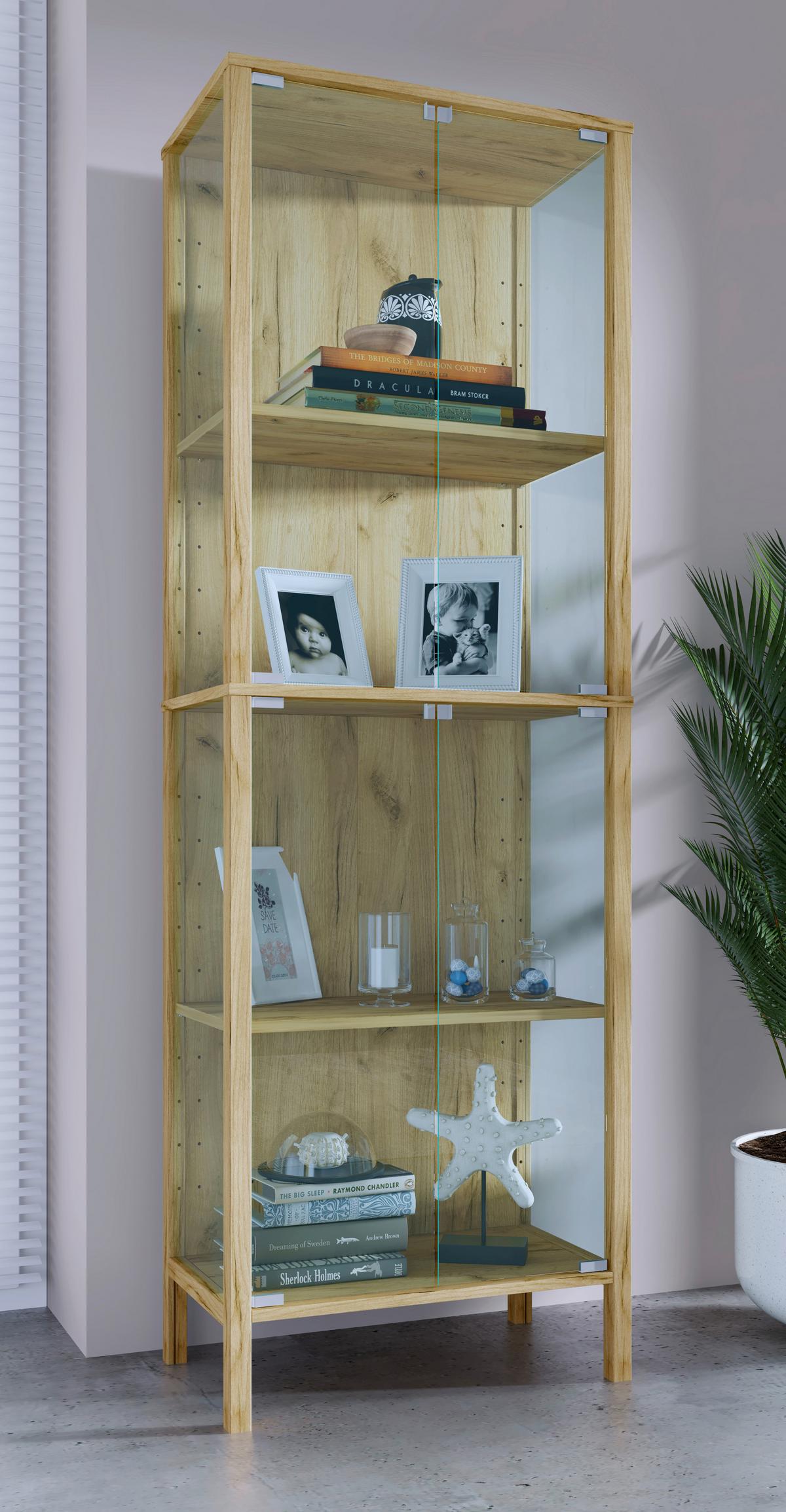 VITRINE Jensol, Honigeiche B: 60 cm - Honigeiche/Klar, Design, Glas/Holzwerkstoff (60/178/35cm) - Livetastic