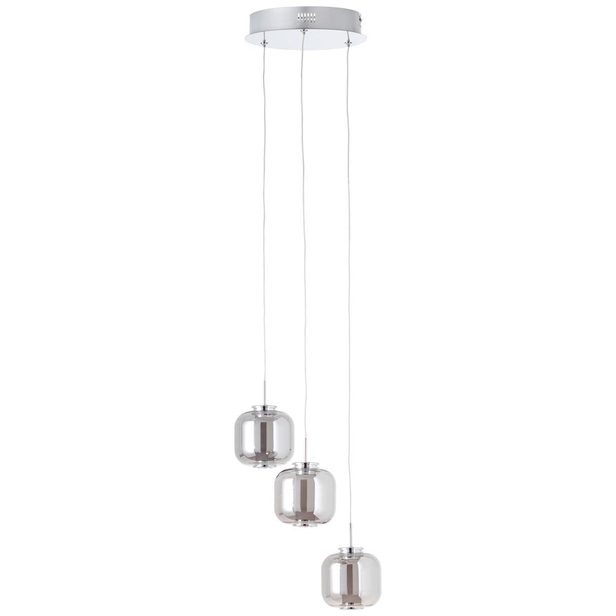 LED-Hängeleuchte Rafa H: 125 cm 3-Flammig - Chromfarben/Grau, Design, Glas/Kunststoff (22/125cm) - Brilliant