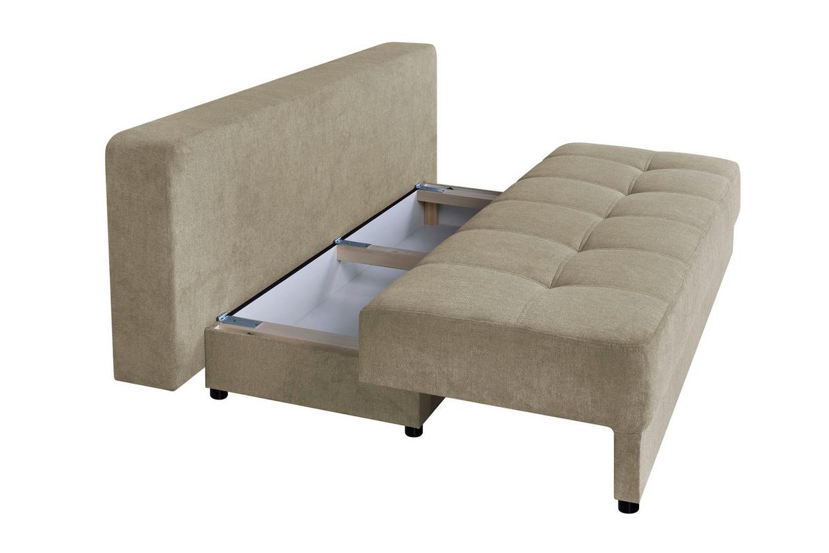 Schlafsofa Toni Beige B: 200 Cm - Beige/Schwarz, Design, Holzwerkstoff/Textil (200/90/103cm) - P & B