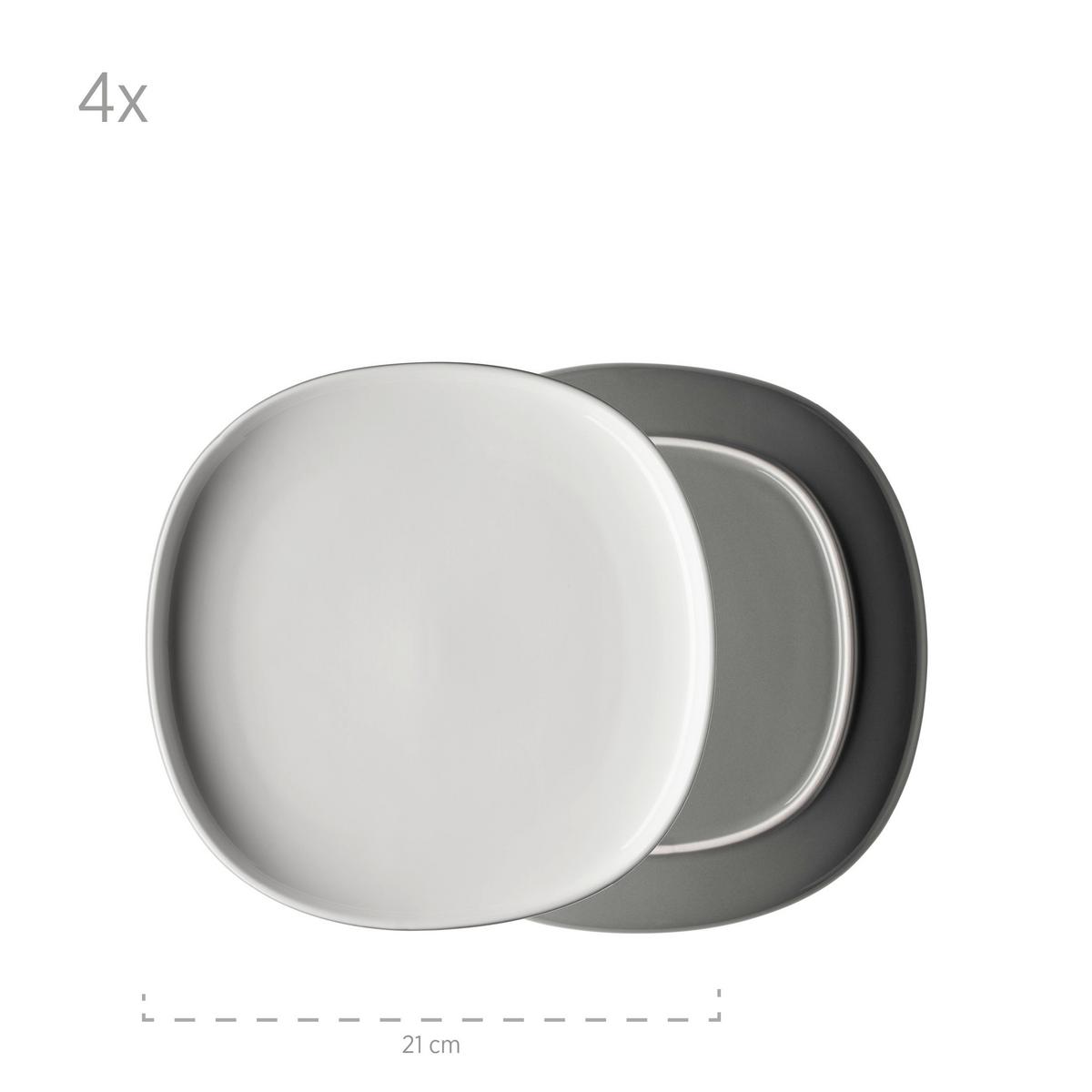 Kombiservice Isora 6 Personen Geschirr Set - Grau, Basics, Keramik - Mäser